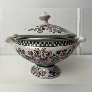 Vintage Toyo Floral Ceramic Enamel Lidded Dish Ornate Bowl Not for Food